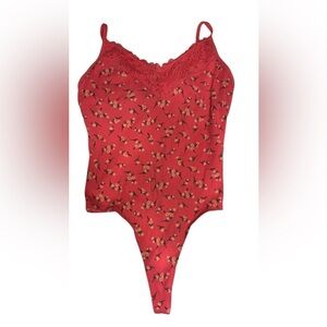 PINK Victoria's Secret Coral Floral Bodysuit